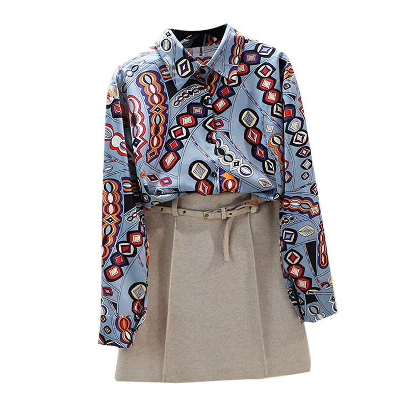 Spring Autumn Women's Blouse Retro French Geometric Contrast Long-sleeved Blouse New Slim Printing Female Blouses LL311
Spring Autumn Women's Blouse Retro French Geometric Contrast Long-sleeved Blouse New Slim Printing Female Blouses LL311