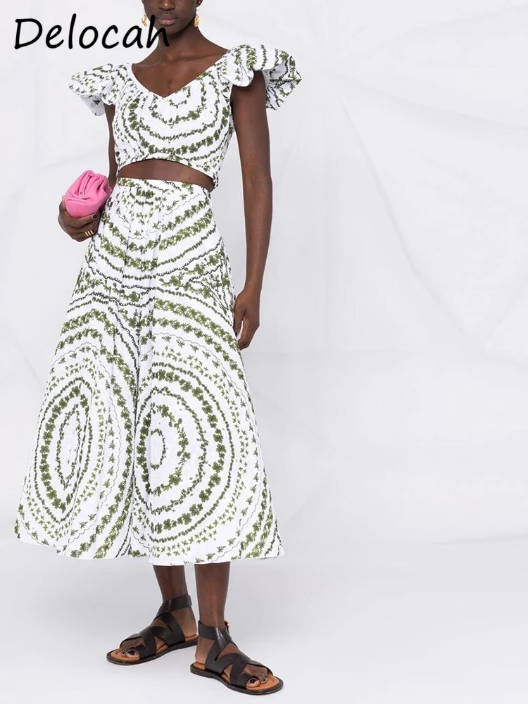 Delocah 2022 Spring Women Fashion Runway Skirt Set Short Sleeve Short Tops + High Waist Big Swing A-Line Skirt 2 Two Pieces Suit
Delocah 2022 Spring Women Fashion Runway Skirt Set Short Sleeve Short Tops + High Waist Big Swing A-Line Skirt 2 Two Pieces Suit