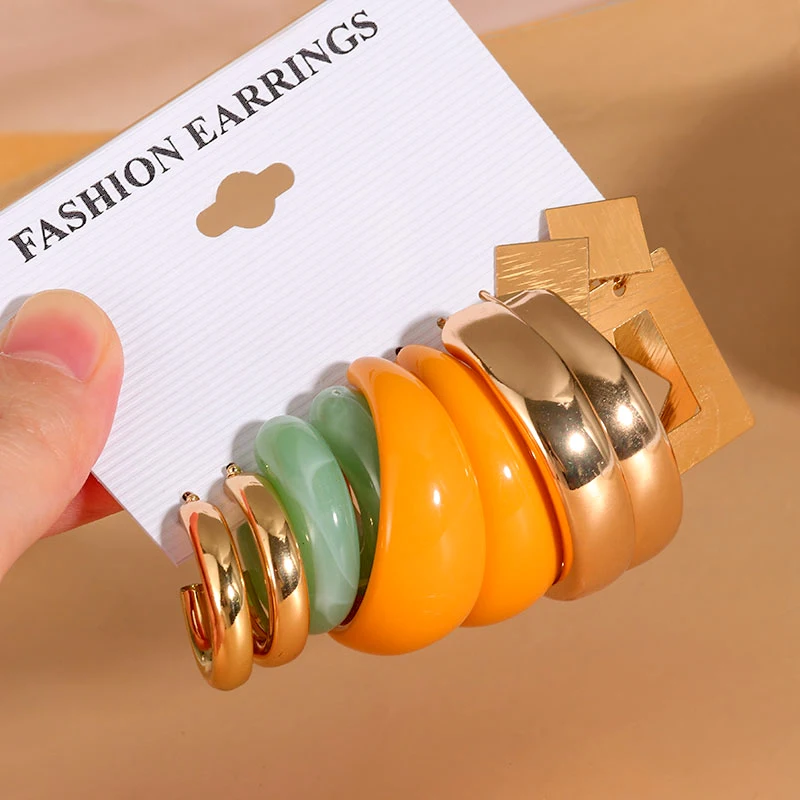 Fashion Women's Acrylic Earrings Set Bohemian Geometric Resin Acrylic Metal Alloy Earrings 2021Trend Set Brincos Jewelry Gift
Fashion Women's Acrylic Earrings Set Bohemian Geometric Resin Acrylic Metal Alloy Earrings 2021Trend Set Brincos Jewelry Gift