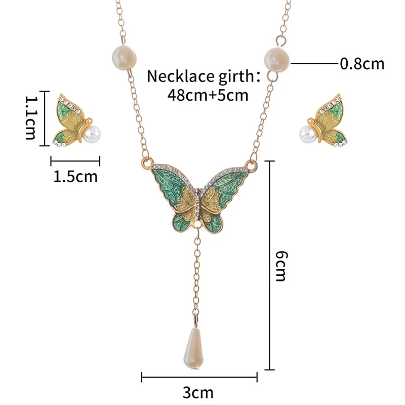 1 Set Vintage Butterfly Ear Stud Pendant Necklaces Set South Korea Sweet Style Alloy Chain Butterfly Jewelry Set
1 Set Vintage Butterfly Ear Stud Pendant Necklaces Set South Korea Sweet Style Alloy Chain Butterfly Jewelry Set