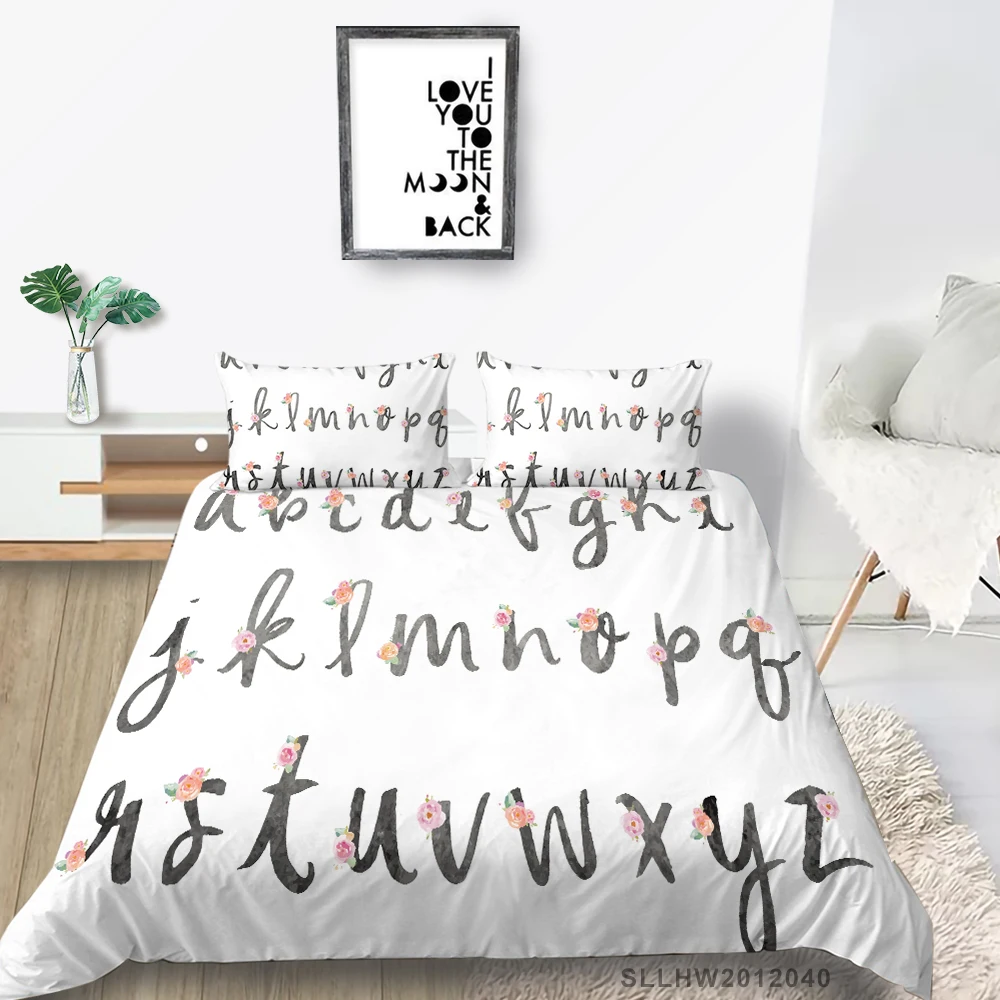 Art Letters Bed Set Single Sweet Simple Floral Duvet Cover Queen King Twin Full Double Single White Bedding Set For Girls
Art Letters Bed Set Single Sweet Simple Floral Duvet Cover Queen King Twin Full Double Single White Bedding Set For Girls