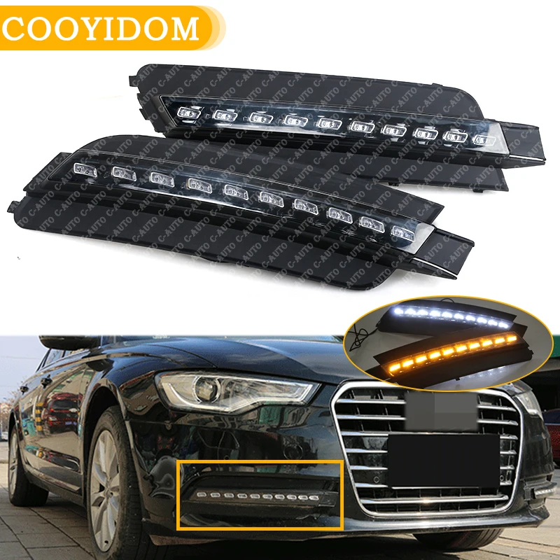 

2PCS LED Fog LampWhite LED Daytime Running Light Waterproof Daylight For Audi A6 A6L C7 2012 2013 2014 2015 car-styling