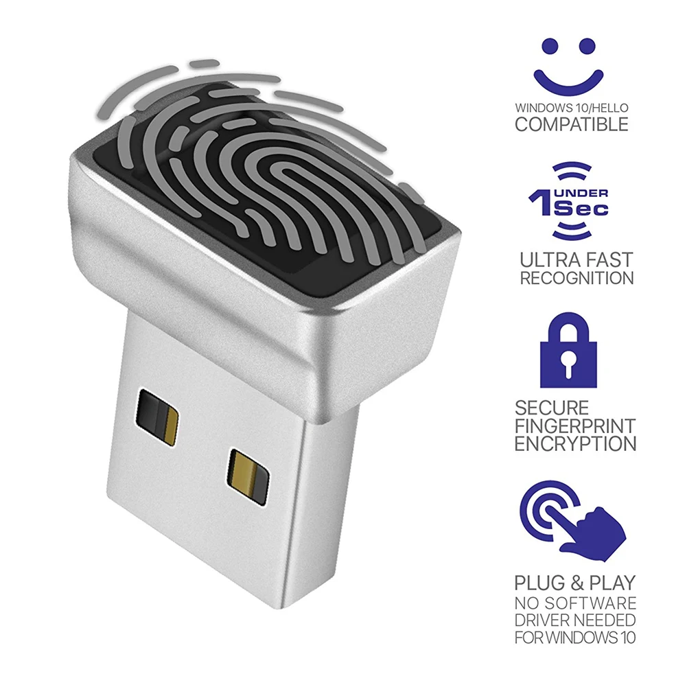 

USB Fingerprint Reader for Windows 10 Hello for Laptop PC Biometric Scanner Padlock Password-Free Login Sign-in Unlock Module