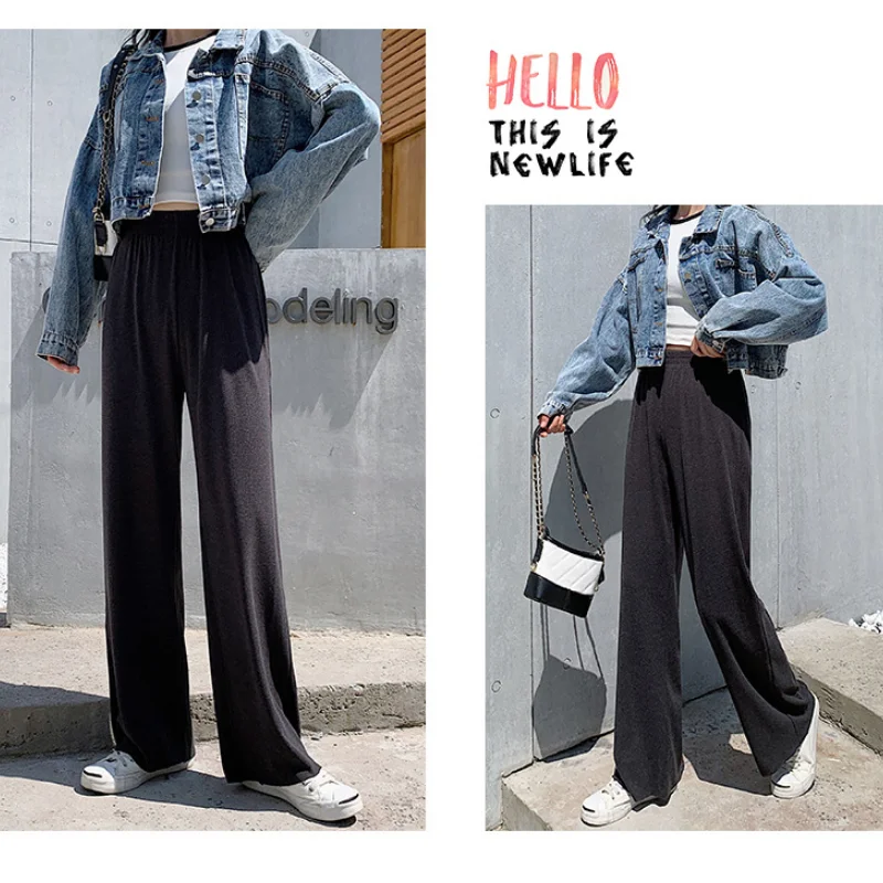 Knitted wide-leg pants women's autumn and winter new high-waist drape is thin and versatile loose straight mopping trousers
Knitted wide-leg pants women's autumn and winter new high-waist drape is thin and versatile loose straight mopping trousers
