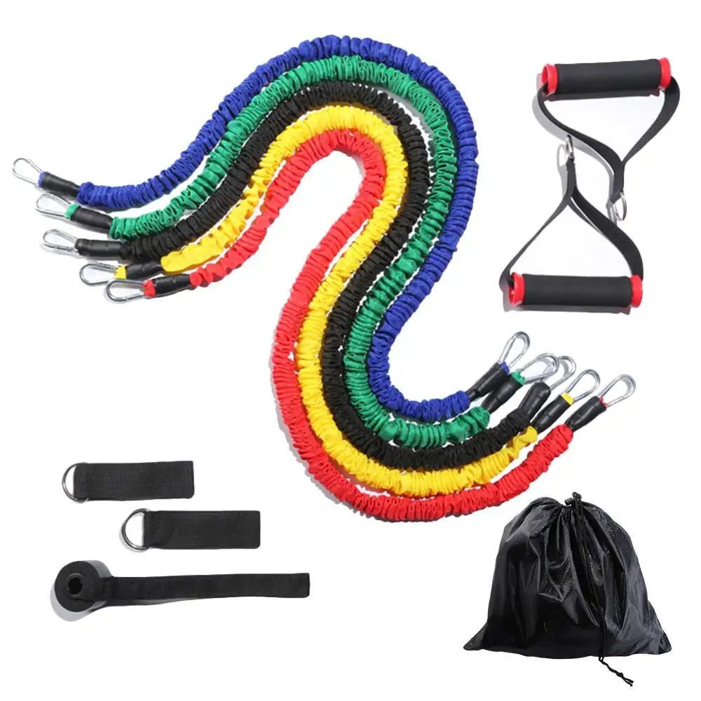 

11pcs Fitness Resistance Bands Set 100LB Latex Tubes Pull Rope Stretch Training Pilate Home Gym Elastic Rubber Workout Equipment