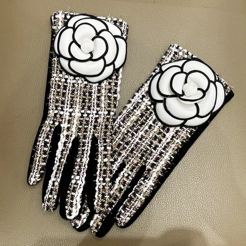 Брендовые дизайнерские зимние перчатки теплые бархатные плотные для сенсорного