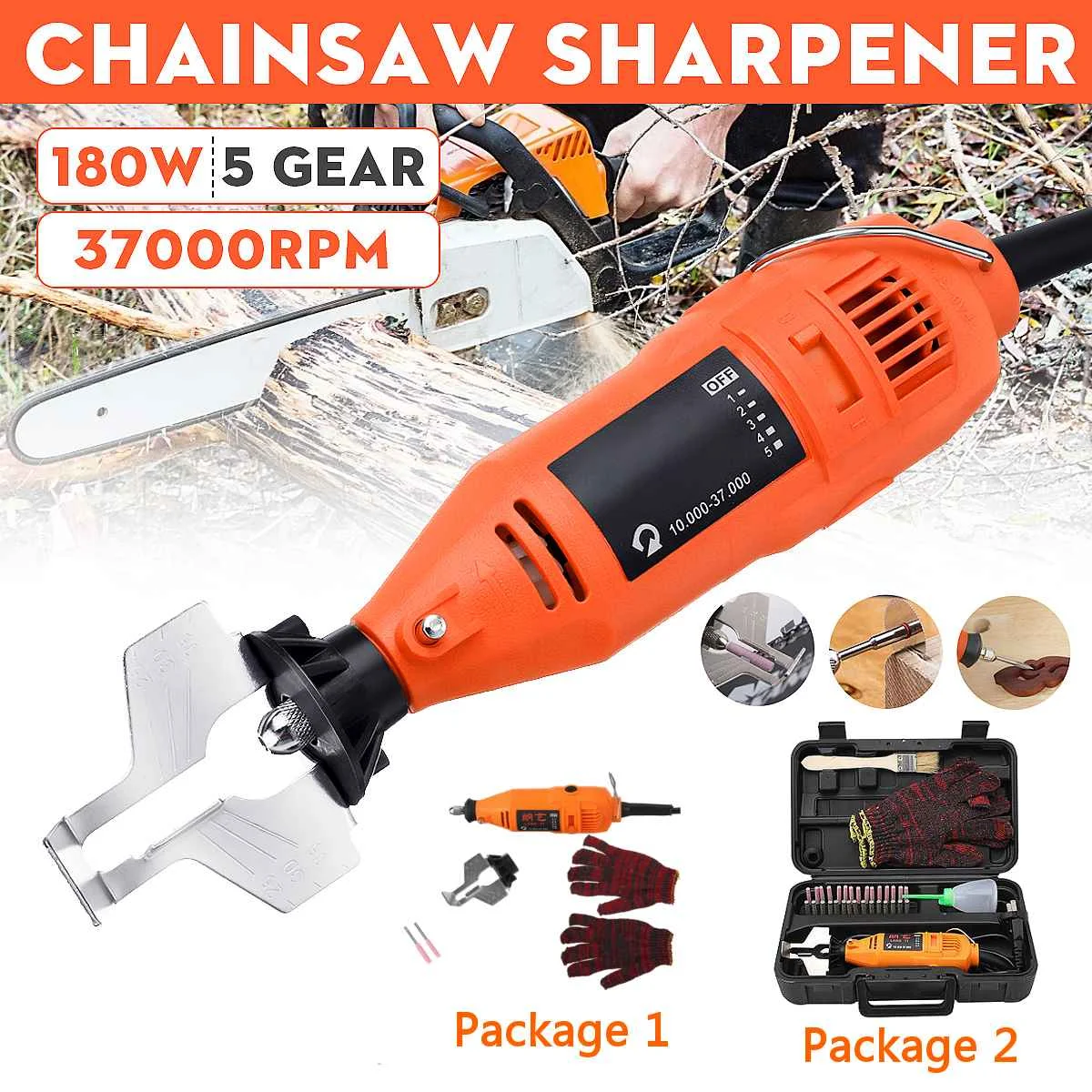 180W 5 Gears 37000 rpm Chainsaw Sharpener Electric Grinder Chain Saw Grinder File Pro Tools Set Electric Chainsaw Sharpening
180W 5 Gears 37000 rpm Chainsaw Sharpener Electric Grinder Chain Saw Grinder File Pro Tools Set Electric Chainsaw Sharpening