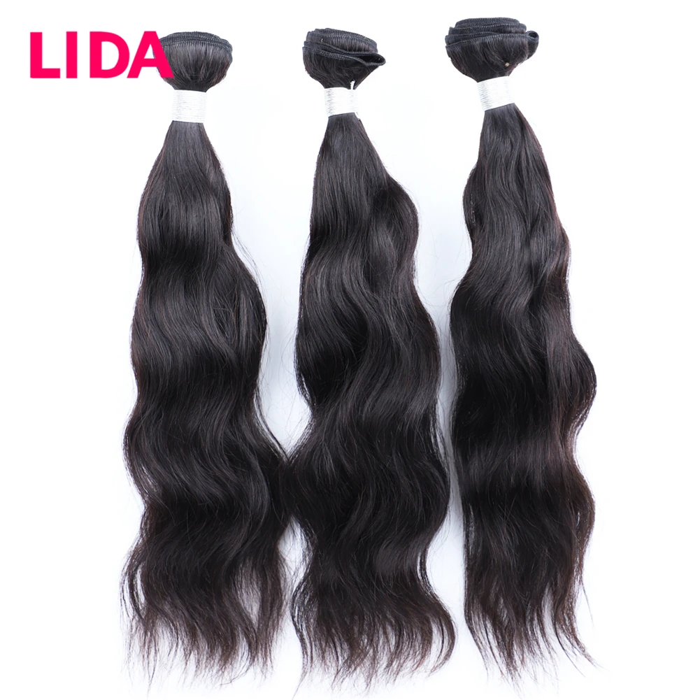 LIDA человеческие волосы 3 пряди натуральные волнистые бразильские пучки волос без