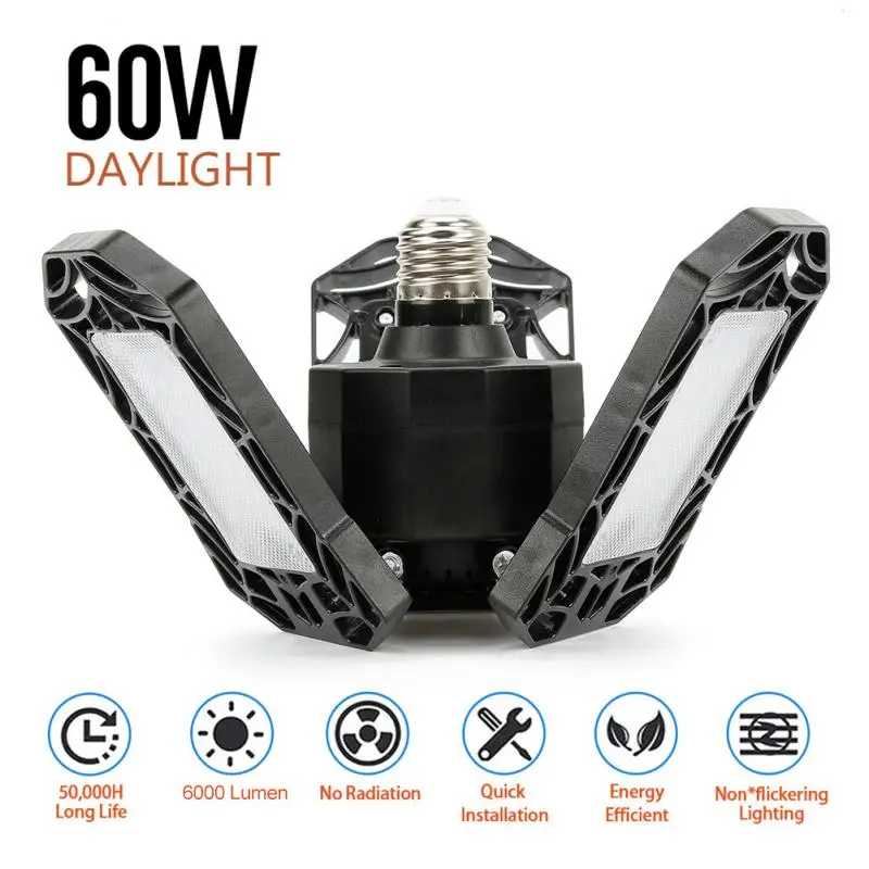 LED Garage Light 360 Degrees Deformable Ceiling Light For Home Warehouse Workshop Folding Three-Leaf Deformation Lamp AC85-265V
LED Garage Light 360 Degrees Deformable Ceiling Light For Home Warehouse Workshop Folding Three-Leaf Deformation Lamp AC85-265V