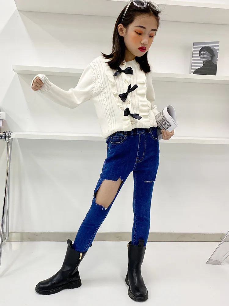 Girls Ripped Jeans 2021 Spring New Big Children's All-match Self-cultivation Stretch Feet Pants Nine-point Pants Kids Clothes
Girls Ripped Jeans 2021 Spring New Big Children's All-match Self-cultivation Stretch Feet Pants Nine-point Pants Kids Clothes