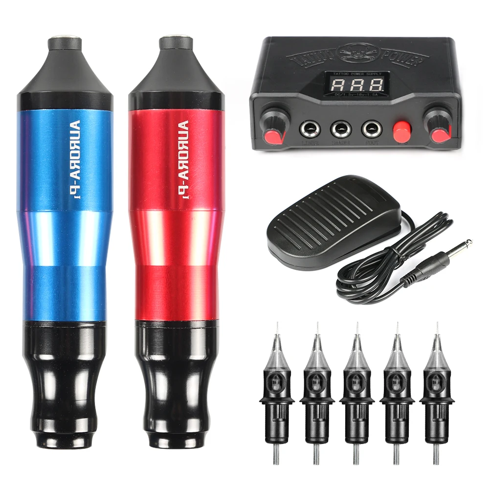 Rotary Tattoo Pen Set Kit Aurora P1 Double Mode LCD Power Supply Liner and Shading Connect Two Tattoo Machine Supplies
Rotary Tattoo Pen Set Kit Aurora P1 Double Mode LCD Power Supply Liner and Shading Connect Two Tattoo Machine Supplies