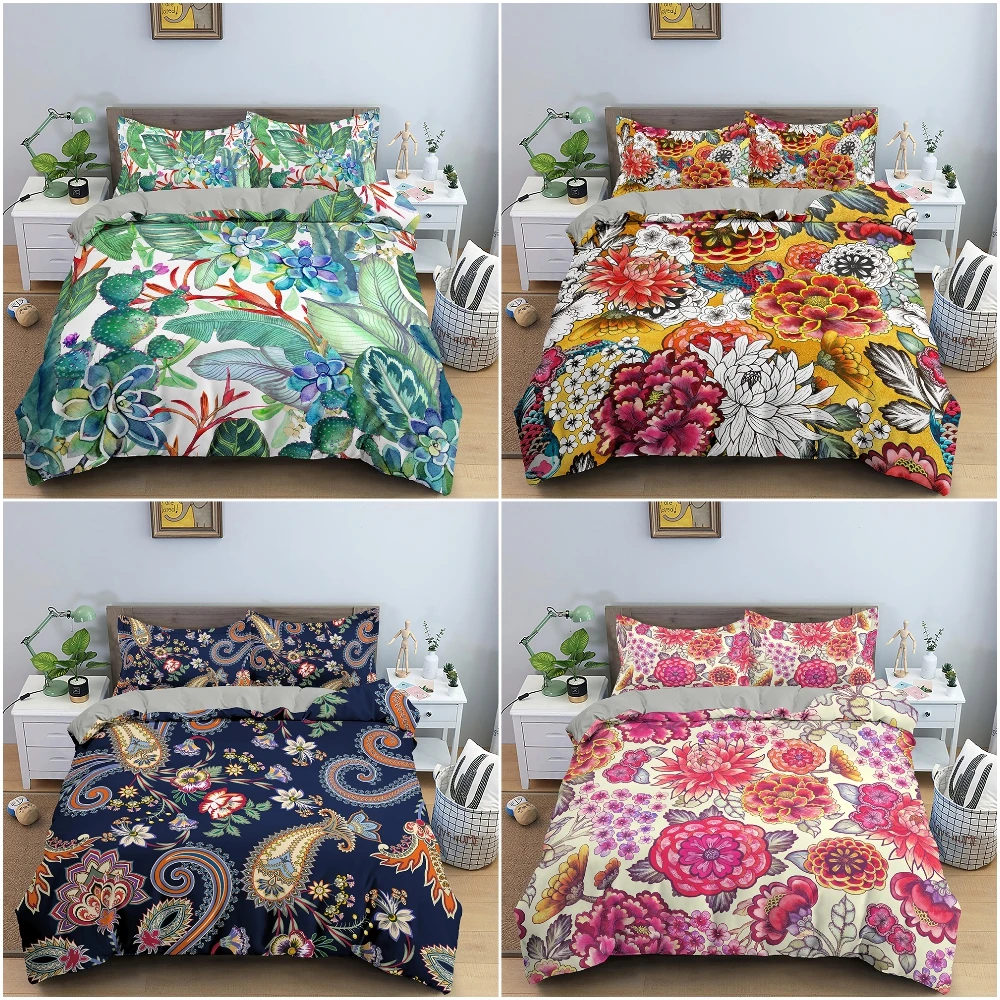 Tropical Flower Leaf Duvet Cover Queen Vintage Floral Bedding Set Boho Style Comforter Cover Luxurious Floral Quilt Cover
Tropical Flower Leaf Duvet Cover Queen Vintage Floral Bedding Set Boho Style Comforter Cover Luxurious Floral Quilt Cover