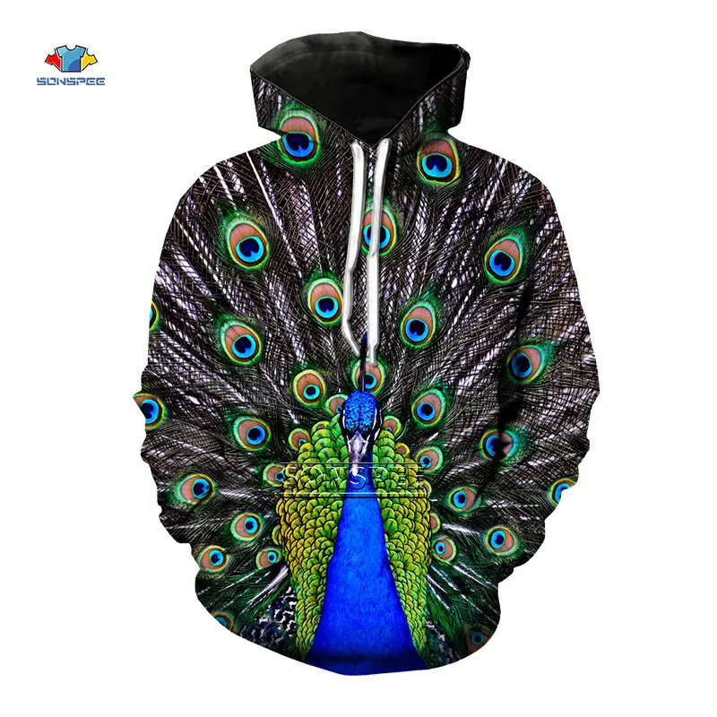 SONSPEE Novelty Hoodies 3D Print Animal Peacock Feather Pattern Hooded Pullover Casual Loose Long Sleeve Streetwear Coat Man
SONSPEE Novelty Hoodies 3D Print Animal Peacock Feather Pattern Hooded Pullover Casual Loose Long Sleeve Streetwear Coat Man