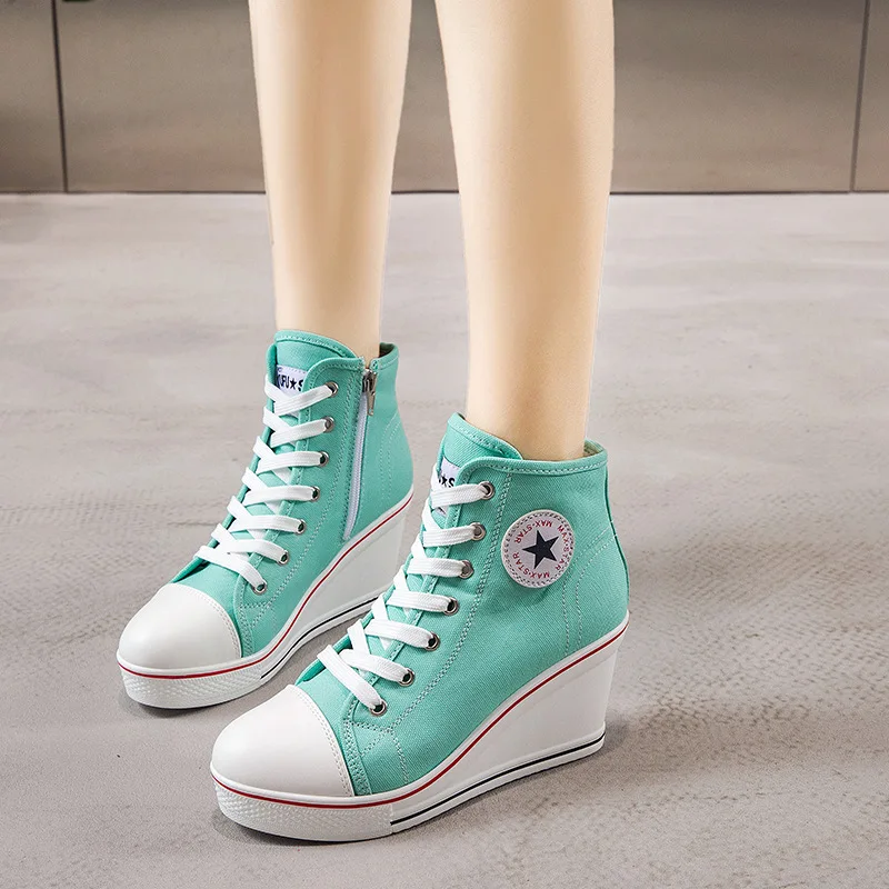 Hight-Top Women Shoes Hidden Wedge Invisible Heel Canvas Shoes Platform Women's Shoes 8cm High Wedge Canvas Shoes
Hight-Top Women Shoes Hidden Wedge Invisible Heel Canvas Shoes Platform Women's Shoes 8cm High Wedge Canvas Shoes