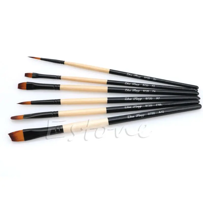 C5AB 6 Pcs/Set Flat Nylon Hair Paint Brush Gouache Acrylic Oil Painting Art Craft
C5AB 6 Pcs/Set Flat Nylon Hair Paint Brush Gouache Acrylic Oil Painting Art Craft