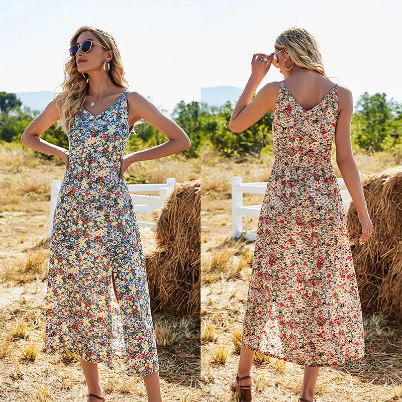Split Floral Print Sling Fairy Dress Summer Sexy Temperament Cotton V-Neck Dress Women High Waist Slim Beach Long Dress Femme
Split Floral Print Sling Fairy Dress Summer Sexy Temperament Cotton V-Neck Dress Women High Waist Slim Beach Long Dress Femme
