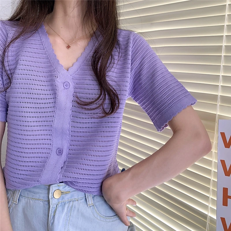 Women V-Neck Knitted Casual Hollow Out Short Sweaters Cardigans Lady Knitting Thin Summer Cardigan Outwear Crop Top Female
Women V-Neck Knitted Casual Hollow Out Short Sweaters Cardigans Lady Knitting Thin Summer Cardigan Outwear Crop Top Female