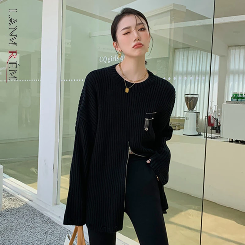 LANMREM 2022 New Women Spring Autumn Sweater Solid Color O-neck Zipper Loose Long Sleeve Pullovers Top Female Fashion 2J655
LANMREM 2022 New Women Spring Autumn Sweater Solid Color O-neck Zipper Loose Long Sleeve Pullovers Top Female Fashion 2J655