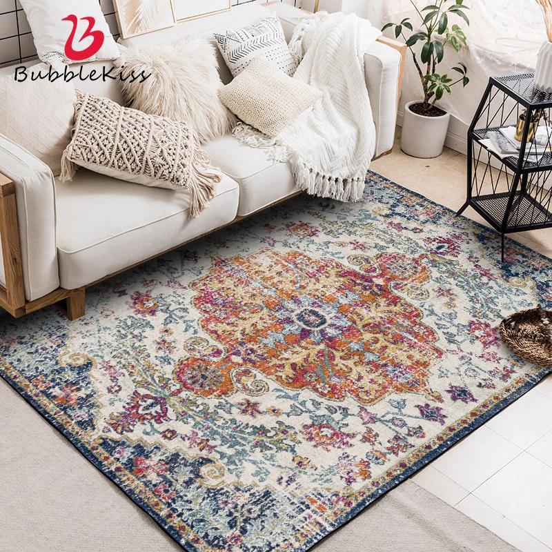 

Bubble Kiss Carpet for Home Living Room Nordic Style Bohemian Flower Pattern Carpet Anti-wrinkle Bedside Bedroom Rug Customized