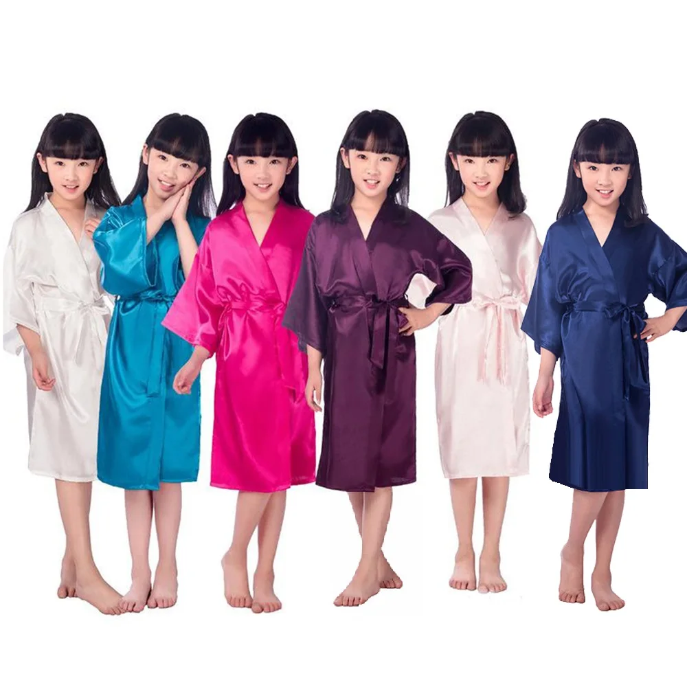 Детское атласное кимоно халат ночная рубашка спа вечерние на день рождения