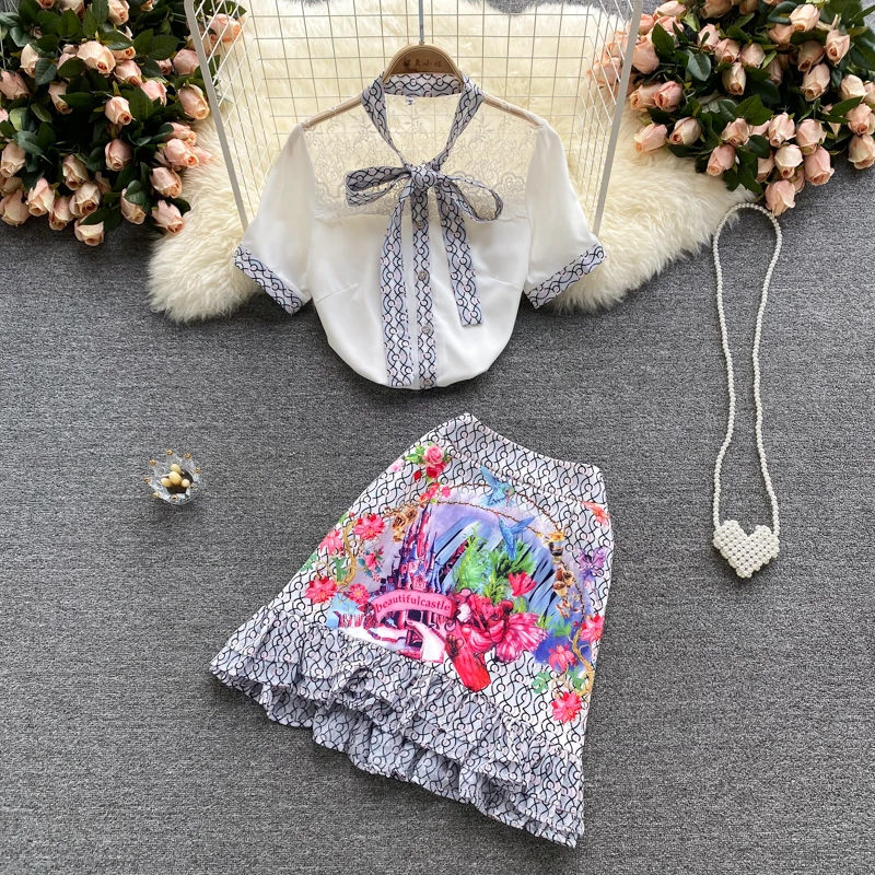 Fashionable suit women's short-sleeved shirt design niche sense of contrast color stitching age-reducing skirt two-piece trend
Fashionable suit women's short-sleeved shirt design niche sense of contrast color stitching age-reducing skirt two-piece trend