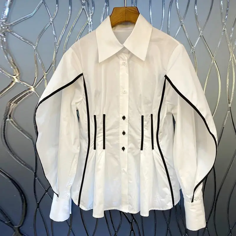 

Новинка 2021 белая рубашка в французском стиле Женская стильная рубашка Топ с длинным рукавом женские весенние и осенние Топы