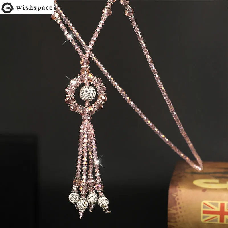 Wishspace Korean popular glass crystal autumn winter sweater chain fashion Round Pendant Long Necklace Gift Jewelry
Wishspace Korean popular glass crystal autumn winter sweater chain fashion Round Pendant Long Necklace Gift Jewelry