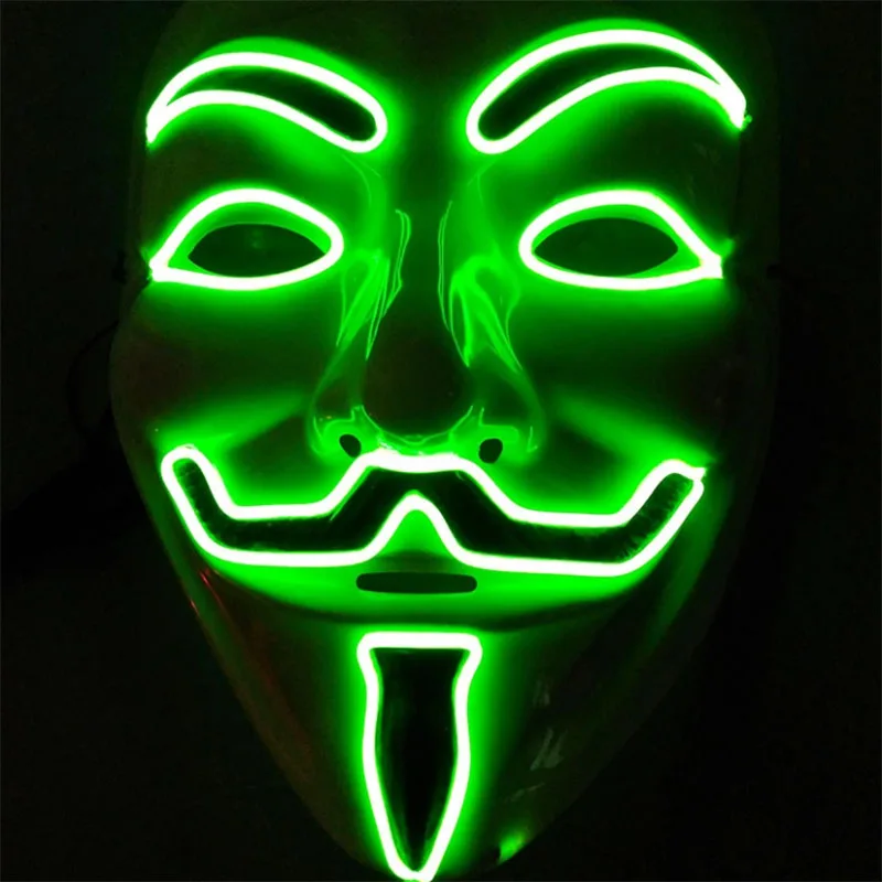 NEW Halloween Mask Horror Cold Light Glowing Neon Mask V Word for Vendetta Masque Mask Props Cosplay Masquerade Party Decoration
NEW Halloween Mask Horror Cold Light Glowing Neon Mask V Word for Vendetta Masque Mask Props Cosplay Masquerade Party Decoration