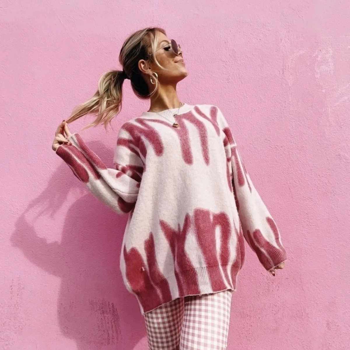 Green Print Knitted Sweater Women Vintage Green Striped Sweater Oversized Pullovers Women Streetwear Loose Long Sweaters Sueter 
Green Print Knitted Sweater Women Vintage Green Striped Sweater Oversized Pullovers Women Streetwear Loose Long Sweaters Sueter