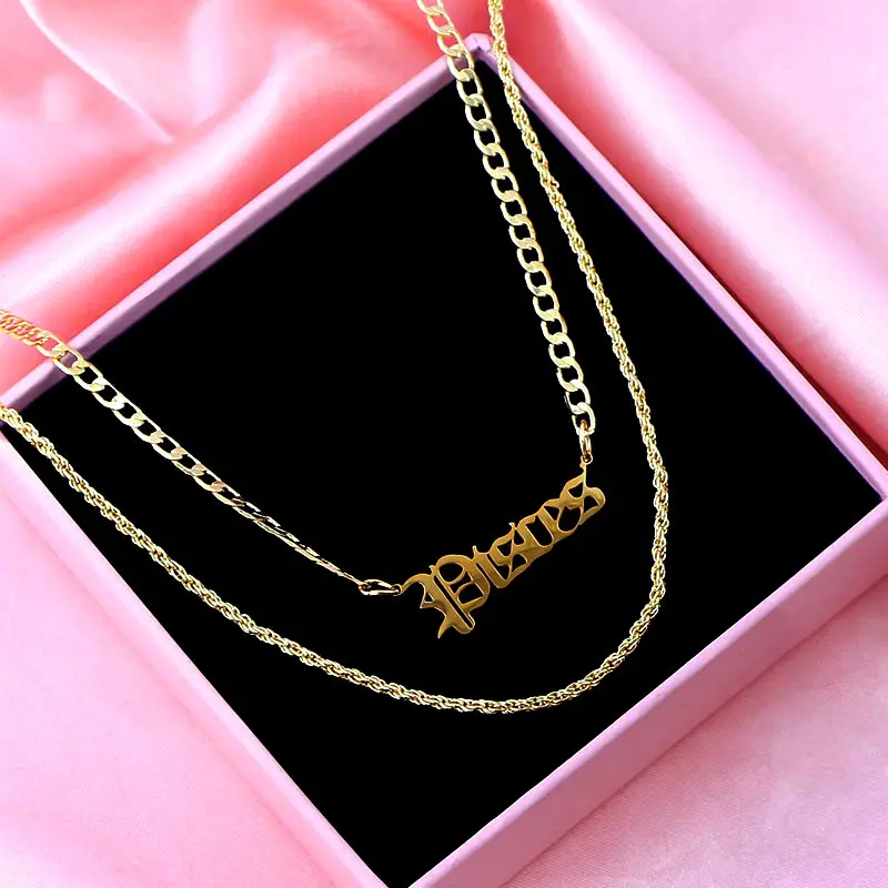 Flatfoosie New Constellation Pisces Letter Pendant Necklace For Women Multilayer Gold Color Metal Twisted Chain Necklace Jewelry
Flatfoosie New Constellation Pisces Letter Pendant Necklace For Women Multilayer Gold Color Metal Twisted Chain Necklace Jewelry