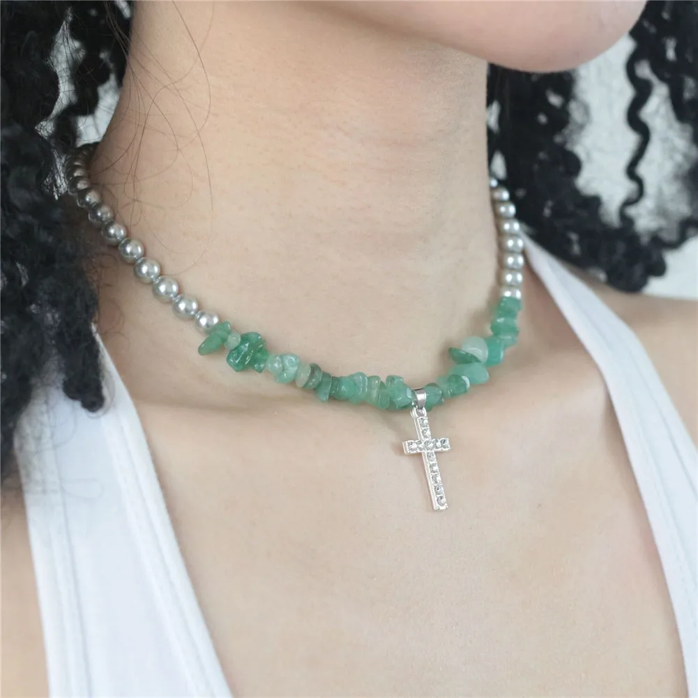 Diamond Cross Pearl Necklace for women Irregular Aventurine Amethyst Pearl Necklace one piece nature stone fashion jewelry
Diamond Cross Pearl Necklace for women Irregular Aventurine Amethyst Pearl Necklace one piece nature stone fashion jewelry
