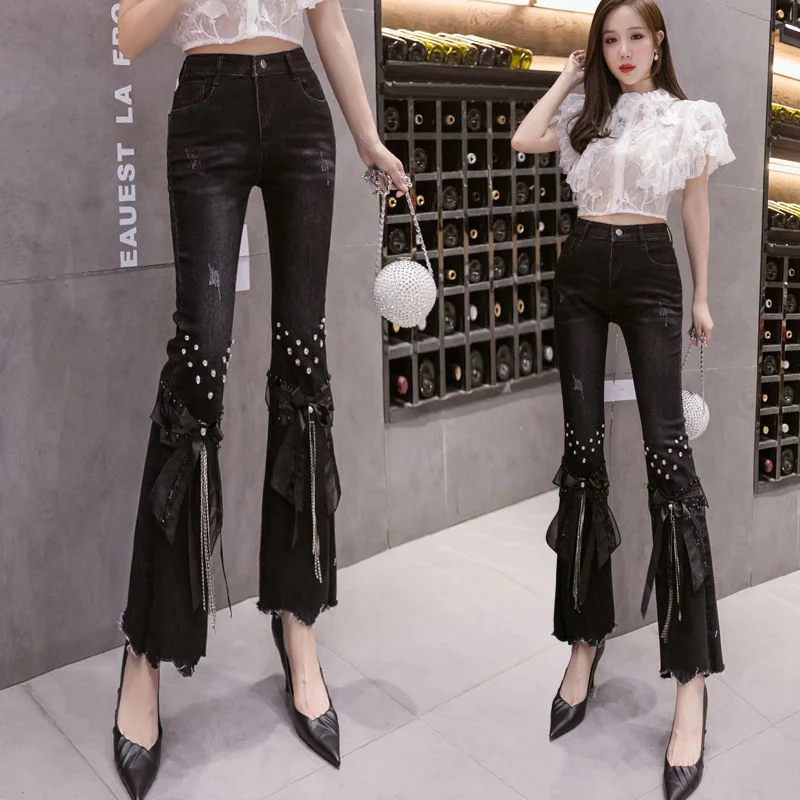 Jeans Women High Waist Pants Korean Fashion Denim Trousers Goth Black Beading Bow Pantalones De Mujer Streetwear Vintage Clothes
Jeans Women High Waist Pants Korean Fashion Denim Trousers Goth Black Beading Bow Pantalones De Mujer Streetwear Vintage Clothes