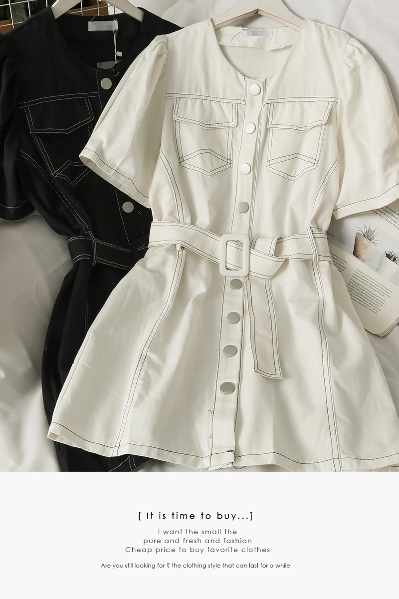 Korean style lace high waist slimming top line slim short skirt female 2021 summer round neck single breasted short sleeve dress
Korean style lace high waist slimming top line slim short skirt female 2021 summer round neck single breasted short sleeve dress
