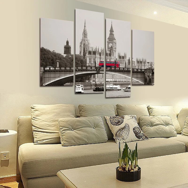 Modern Decor Landscape Poster City London Big Ben Red Bus 4 Pieces Canvas Painting and Prints Wall Pictures for Living Room
Modern Decor Landscape Poster City London Big Ben Red Bus 4 Pieces Canvas Painting and Prints Wall Pictures for Living Room