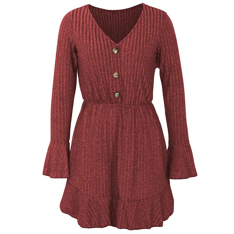 Elegant Women Stitching Dresses 2020 Spring Solid Color Flare Sleeve High Waist Casual Dress Sexy V-Neck Ruffle Party Dresses 
Elegant Women Stitching Dresses 2020 Spring Solid Color Flare Sleeve High Waist Casual Dress Sexy V-Neck Ruffle Party Dresses