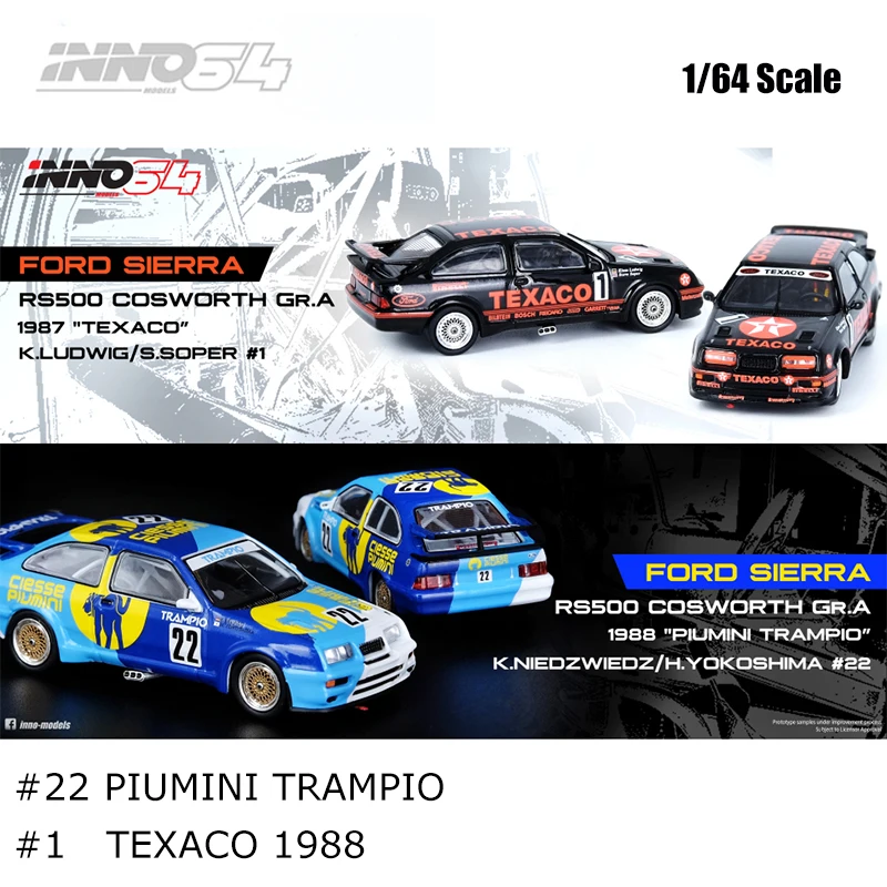 INNO 1:64 Model Car SIERRA RS500 COSWORTH #22 PIUMINI TRAMPIO & #1 TEXACO 1988 Alloy Die-cast Vehicle Display Collection
INNO 1:64 Model Car SIERRA RS500 COSWORTH #22 PIUMINI TRAMPIO & #1 TEXACO 1988 Alloy Die-cast Vehicle Display Collection