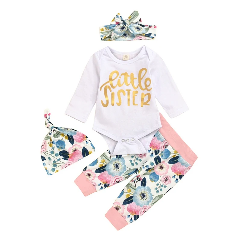 4pcs Toddler Infant Baby Girls Sets Little Girl Long Sleeve Tops Romper Long Pants Hat Newborn Outfits Set Casual Clothes
4pcs Toddler Infant Baby Girls Sets Little Girl Long Sleeve Tops Romper Long Pants Hat Newborn Outfits Set Casual Clothes