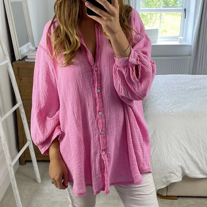 Autumn Women Solid Color Long Sleeve Shirt Casual Single Breasted Loose Mid-length Button Shirt Ladies Irregular Tops 2021 New
Autumn Women Solid Color Long Sleeve Shirt Casual Single Breasted Loose Mid-length Button Shirt Ladies Irregular Tops 2021 New