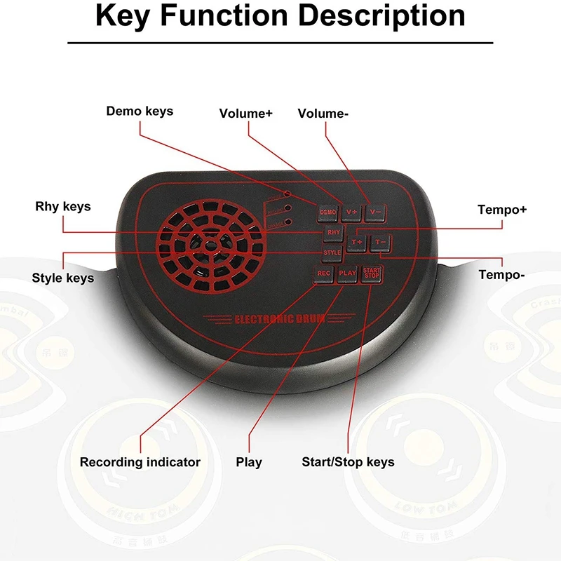 Electronic Drum Set Portable Electronic Roll Up Practice Pad Drum Kit with Built in Speakers Foot Pedals Drumsticks
Electronic Drum Set Portable Electronic Roll Up Practice Pad Drum Kit with Built in Speakers Foot Pedals Drumsticks
