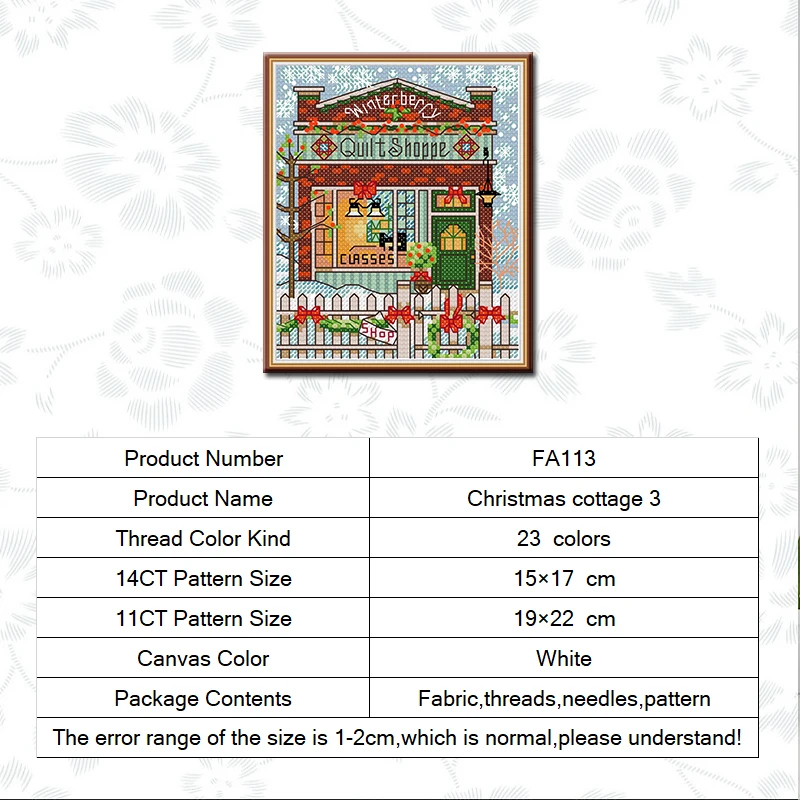 Joy Sunday Christmas Cottage Counted Cross Stitch kits 14CT11CT Printed On Canvas Embroidery Sets Handmade Needlework Gifts Sets
Joy Sunday Christmas Cottage Counted Cross Stitch kits 14CT11CT Printed On Canvas Embroidery Sets Handmade Needlework Gifts Sets