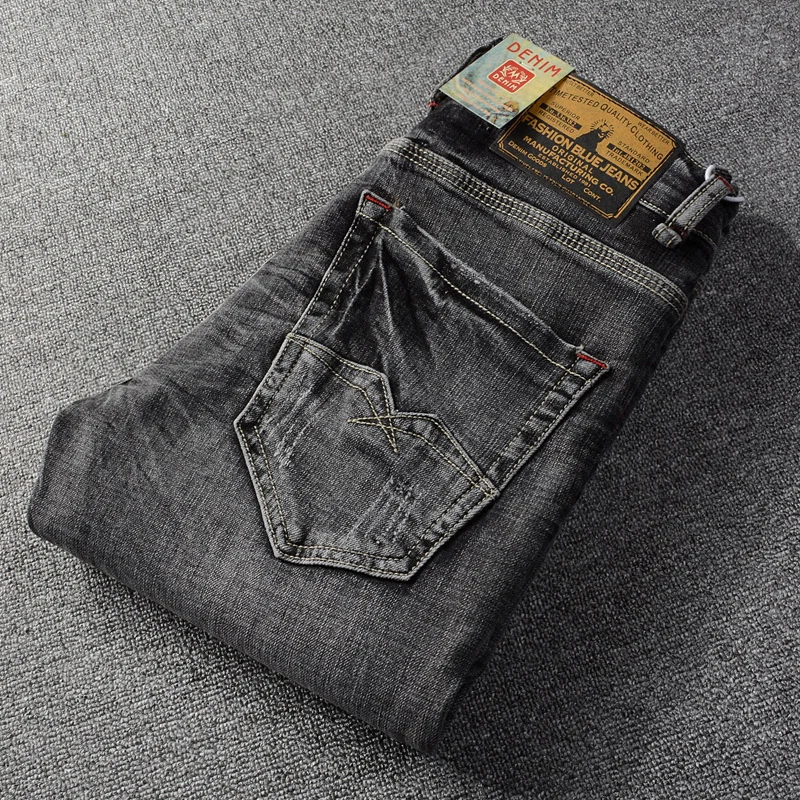 Italian Vintage Fashion Men Jeans Retro Black Gray Elastic Slim Fit Scratch Ripped Jeans Men Designer Casual Denim Punk Pants 
Italian Vintage Fashion Men Jeans Retro Black Gray Elastic Slim Fit Scratch Ripped Jeans Men Designer Casual Denim Punk Pants