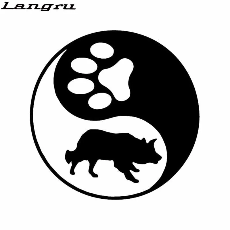 Langru 14 6*14 6 см Инь Ян границы колли стикер на машину с собакой Виниловая Наклейка