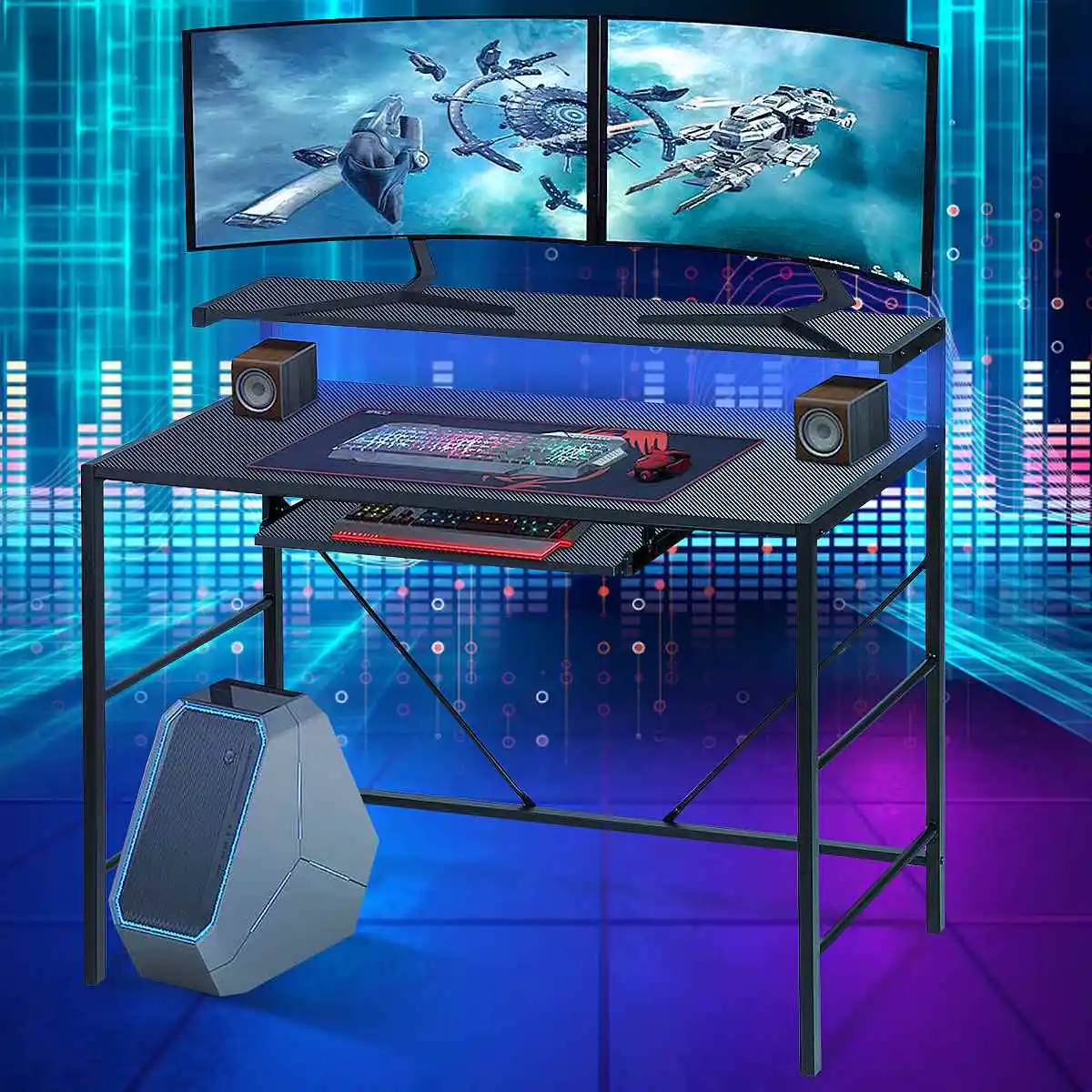 2 Layer E-sports Computer Desk Study Desk Gamer Work Station Desk with Rack Holder Frame Gaming Desk Office Gamer Workstation
2 Layer E-sports Computer Desk Study Desk Gamer Work Station Desk with Rack Holder Frame Gaming Desk Office Gamer Workstation
