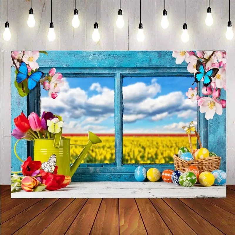 Easter BackdropBlue Wooden Window Tulips Blurred Sky Baby Shower Birthday Party Photo Background Banner Decoration
Easter BackdropBlue Wooden Window Tulips Blurred Sky Baby Shower Birthday Party Photo Background Banner Decoration
