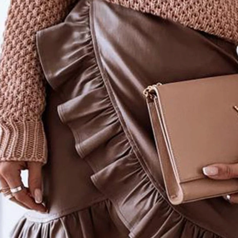 Mandylandy Skirts Women Autumn Sexy Brown PU Skirts High Waist Mini Leathers Pencil Ruffled Bodycon Skirts Bottom
Mandylandy Skirts Women Autumn Sexy Brown PU Skirts High Waist Mini Leathers Pencil Ruffled Bodycon Skirts Bottom