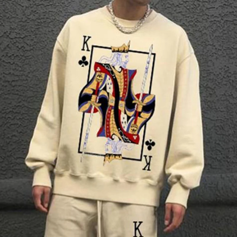 Fashion Poker King Printed Long Sleeve Pullover Tops For Men 2021 Autumn Men's O-Neck T-shirts Casual Loose Tees New Streetwear
Fashion Poker King Printed Long Sleeve Pullover Tops For Men 2021 Autumn Men's O-Neck T-shirts Casual Loose Tees New Streetwear