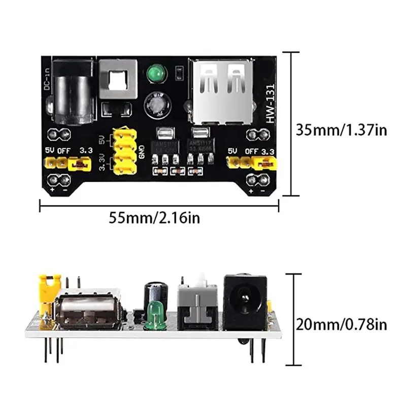Aokin 5PCS MB102 3.3V/5V Breadboard Power Supply Module for Arduino Board Solderless Breadboard
Aokin 5PCS MB102 3.3V/5V Breadboard Power Supply Module for Arduino Board Solderless Breadboard