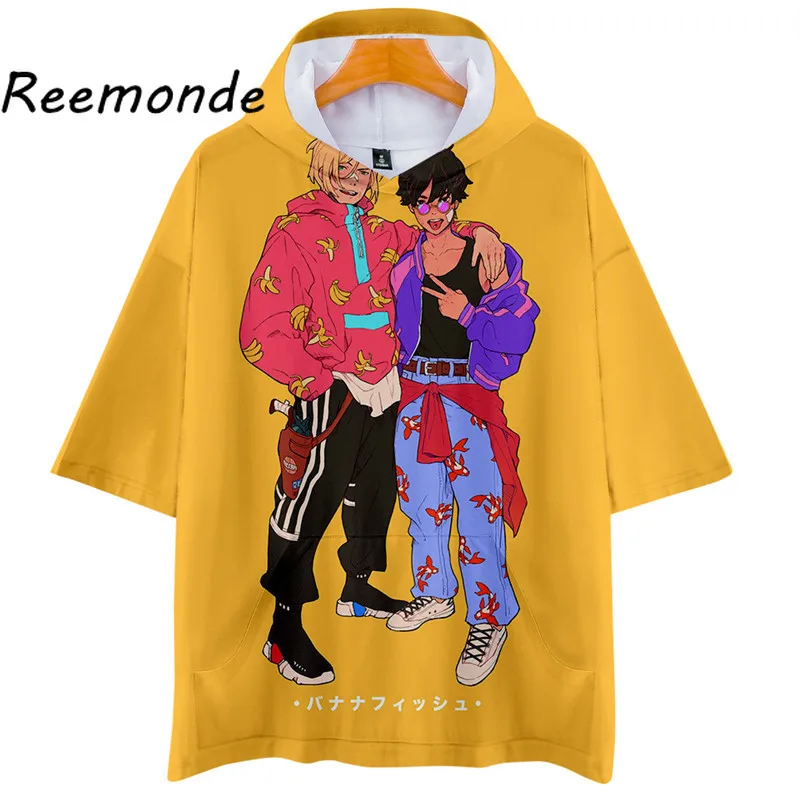 Фото Футболка с рисунком аниме Банановая рыба Harajuku желтые футболки Kpop повседневные