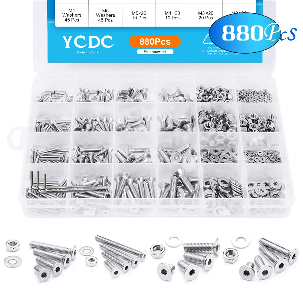 880 шт. болты гайки ассортимент с шестигранной головкой стальная головка с шестигранным винтом ассортимент мужских болтов M2 M3 M4 M5 комплект Кр...
880 шт. болты гайки ассортимент с шестигранной головкой стальная головка с шестигранным винтом ассортимент мужских болтов M2 M3 M4 M5 комплект Кр...