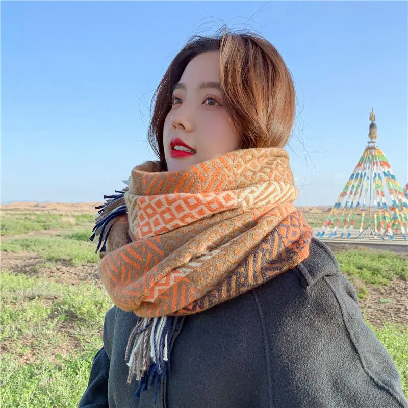 2021 fashion new fringed warm big shawl scarf female lengthened color matching plaid thick dual-use autumn and winter cloak
2021 fashion new fringed warm big shawl scarf female lengthened color matching plaid thick dual-use autumn and winter cloak
